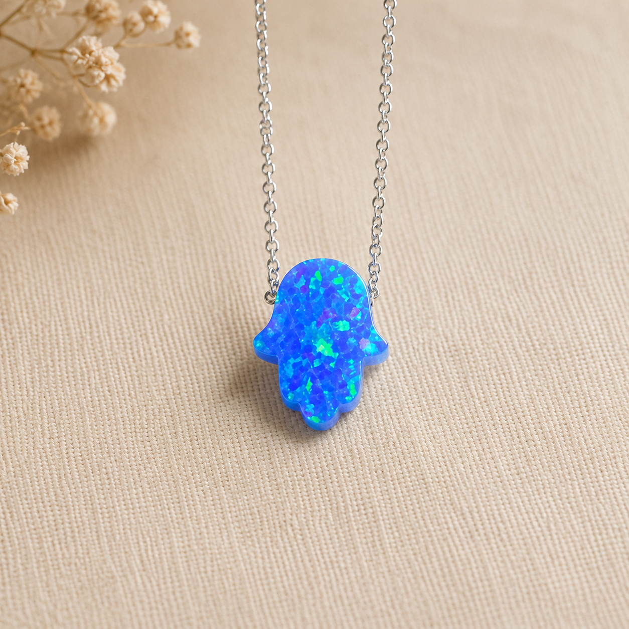 Opal Hamsa Hand Symbol necklace - Image 2
