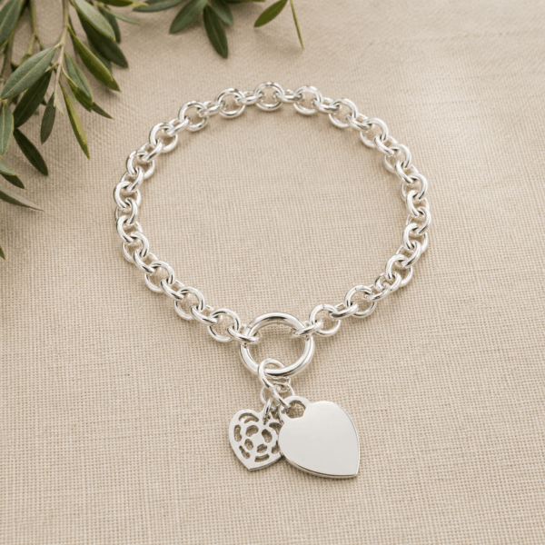Personalized Silver Charm Bracelet