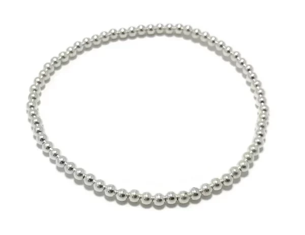 2mm Silver Ball Bead Bracelet on Elastic