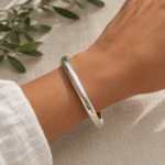 Thick Silver Bangle Bracelet