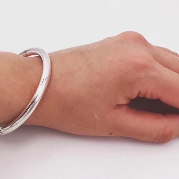 Thick Silver Bangle Bracelet