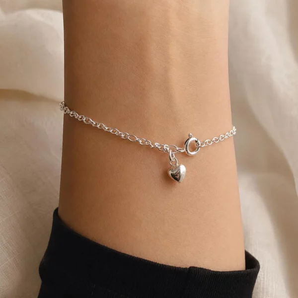 Dainty Silver Heart Bracelet