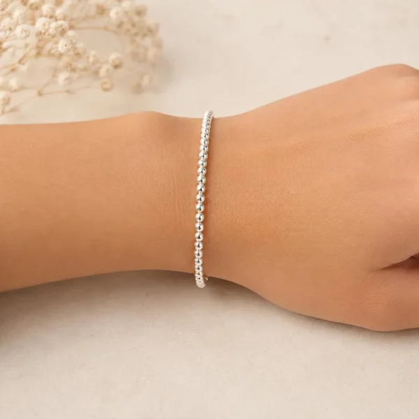 3mm Silver Ball Bead Stretch Bracelet